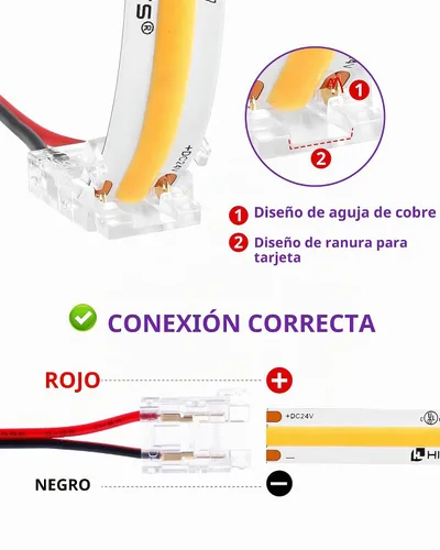Vista 2 de HitLights El kit de conector de tira LED de 2 pines y 0.394 in incluye conector sin huecos, conectores de puente, conector de coleta, hembra de CC