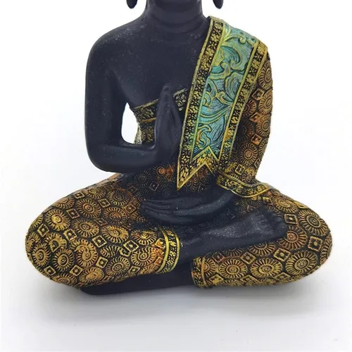 Vista 2 de Buddha Statue,16cm Thailand Buddha Sculpture, Green Resin Hand Made Buddhism Hindu Figurine, Home Decor