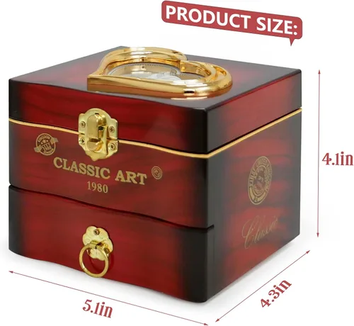 Vista 3 de SKwoker Joyero de música de bailarina mini caja de música de bailarina organizadores de joyas con cajones de espejo para niños cumpleaños Navidad