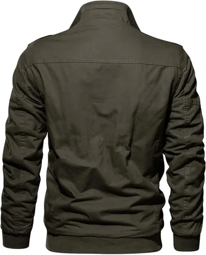 Vista 4 de CRYSULLY - Chaqueta de invierno de forro polar para hombre, estilo informal, con varios bolsillos, abrigo de campo