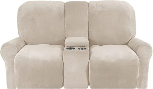 Vista 40 de Aedlcal Fundas para sofá reclinable, 10 piezas, fundas de sofá reclinable de felpa de terciopelo con consola central, con bolsillo lateral