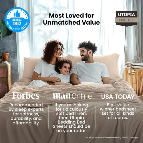 Vista 3 de Utopia Bedding - Juego de sábanas de microfibra cepillada, resistente al encogimiento y a la decoloración, de fácil cuidado, 4 piezas, tamaño Queen