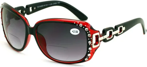 Vista 6 de Gafas de sol de lectura bifocales de gran tamaño para mujer, lentes de lectura vintage para exteriores Negro