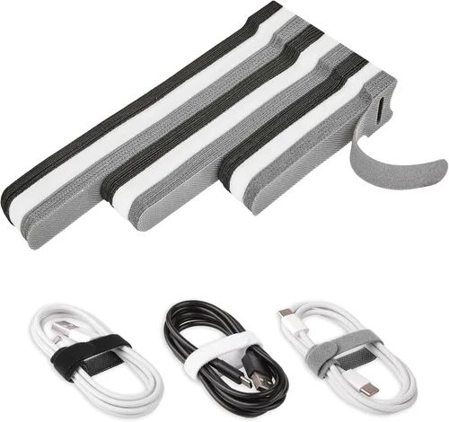 Vista 12 de 90 piezas de bridas de cable reutilizables de 4+6+8 pulgadas, bridas ajustables de gancho y lazo para la organización de cables, gestión de cables