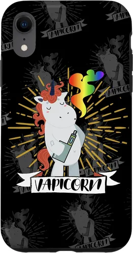 Vista 8 de iPhone 14 Vapicorn - Unicornio Vaping Divertido - Funda Rainbow Vape Clouds