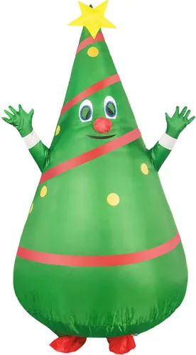 Vista 2 de YYYux - Disfraz inflable de árbol de Navidad para adultos divertido disfraz de Navidad inflado disfraz unisex para adultos fiesta de cosplay árbol