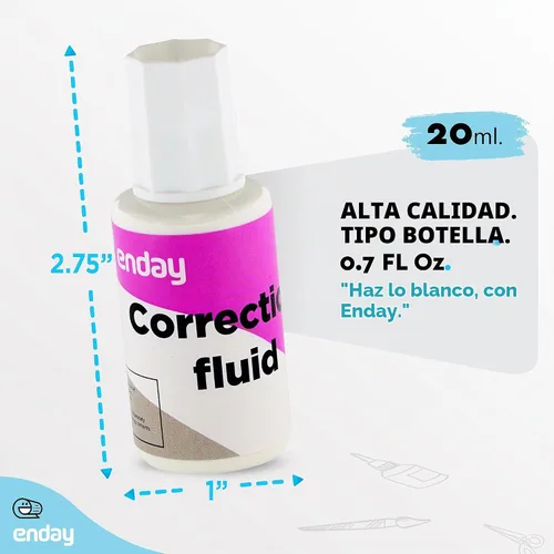 Vista 5 de Enday Líquido de corrección líquida, 0.7 onzas líquidas / 0.7 fl oz, aplicador de varita de espuma de secado rápido, corrector suave multiusos