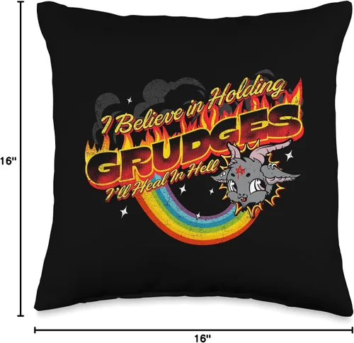 Vista 4 de Cute baphomet Grudge Master apparel I Believe in Holding Grudges I'll Heal in Hell Rainbow Print - Almohada de 16 x 16 pulgadas, multicolor