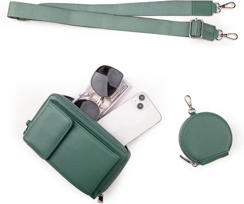 Vista 2 de Montana West Monedero pequeño cruzado para teléfono celular para mujer, con bloqueo RFID, cartera para teléfono celular
