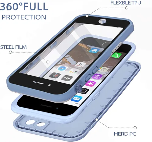 Vista 2 de Funda impermeable para iPhone 8/7/SE 2020, protector de pantalla integrado, totalmente sellado, a prueba de golpes, a prueba de nieve, bajo el agua