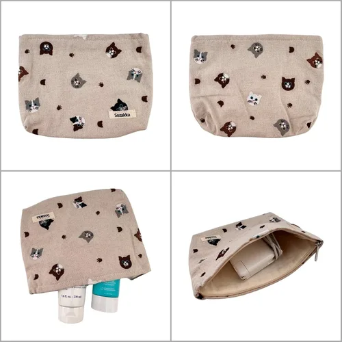 Vista 3 de allydrew Bolsa de cosméticos, maquillaje y neceser de viaje, Gatos bordados