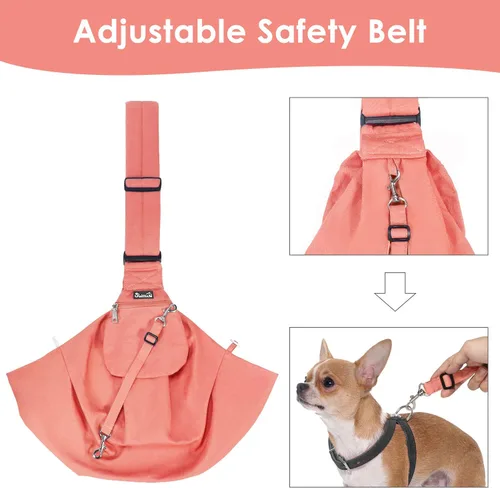 Vista 3 de AUTOWT Cabestrillo acolchado de papoose para perro, transportador pequeño para mascotas, manos libres, correa de hombro ajustable, bolsa de mano