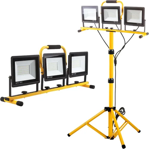 Vista 9 de Luces de trabajo de 22000 lúmenes con soporte, luz de trabajo LED de 2 cabezales ajustables, con soporte de trípode ajustable y plegable, lámpara