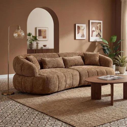 Vista 12 de SSC SATITUNCASA - Sofá modular curvo de 102.36 pulgadas, acogedor sofá Boucle para sala de estar, sofá de 4 plazas color crema con almohadas, sofá