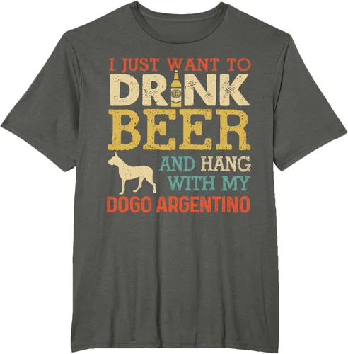 Vista 5 de Dogo Argentino - Camiseta vintage divertida para colgar con perro, Negro