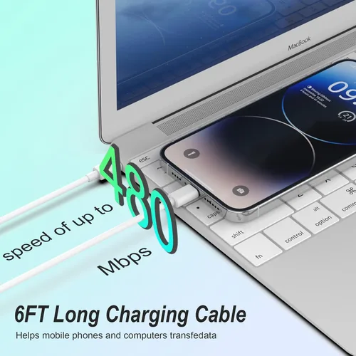 Vista 5 de Cargador para iPhone, paquete de 2 bloques de carga rápida USB C de 20 W con 2 cables USB-C a C de 6 pies para iPhone 17 16 15 Plus/Pro/Pro Max/iPad