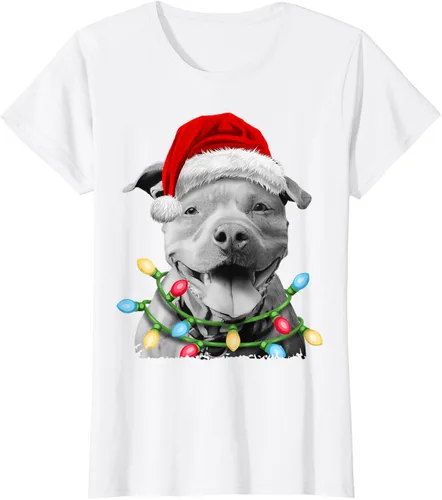 Vista 20 de Pit Bull Santa - Camiseta de perro con luces para árbol de Navidad para niños, Negro, S