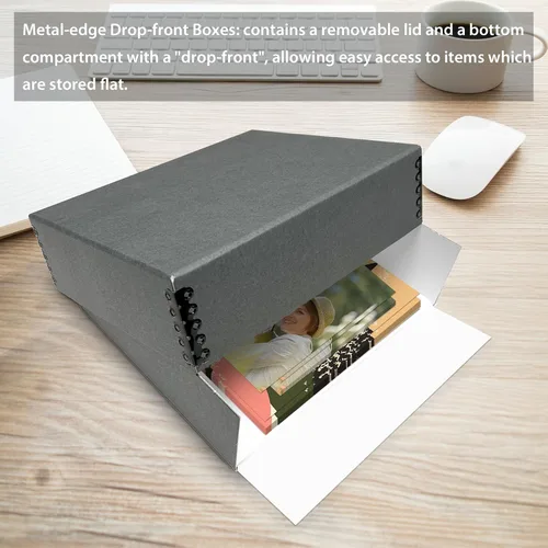 Vista 2 de Golden State Art, Caja de almacenamiento de archivos frontal caída, gris