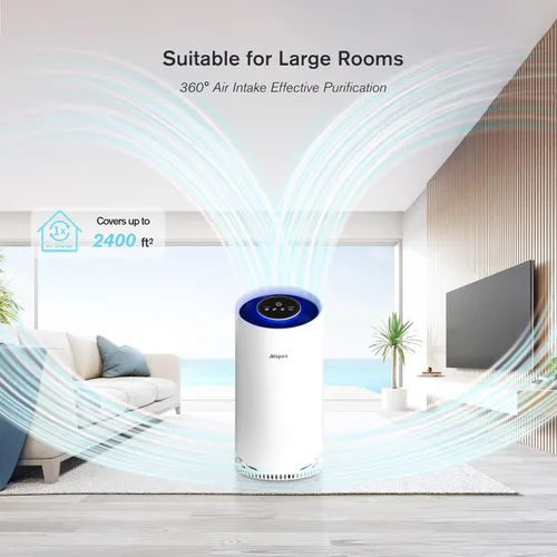 Vista 5 de Purificadores de aire para el hogar, habitación grande, dormitorio de hasta 2400 pies² con HEPA verdadero de 4 etapas. El filtro de aire Airspark