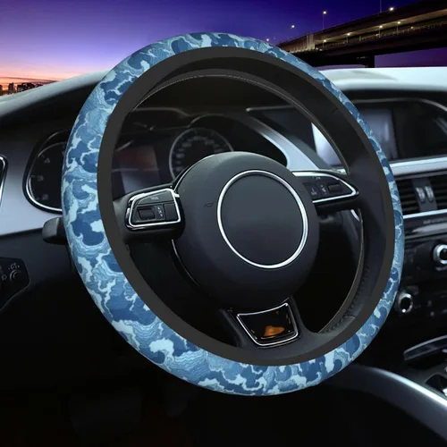 Vista 15 de Funda para volante MINIOZE de ojos malvados azules con luna mágica, accesorios para automóvil, linda para mujeres y niñas, universal de 15 pulgadas