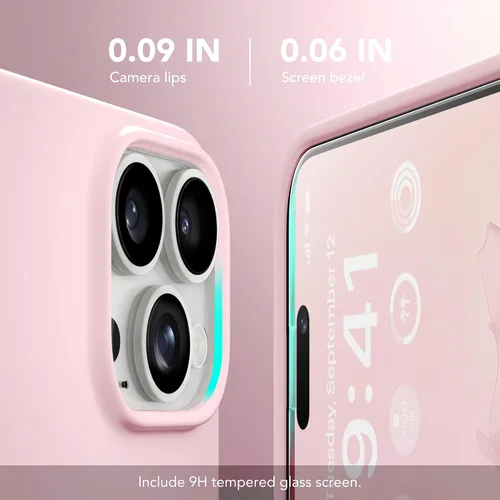 Vista 6 de GONEZ - Funda magnética para iPhone 15 Pro Max, funda de silicona A-Chalk Rosa