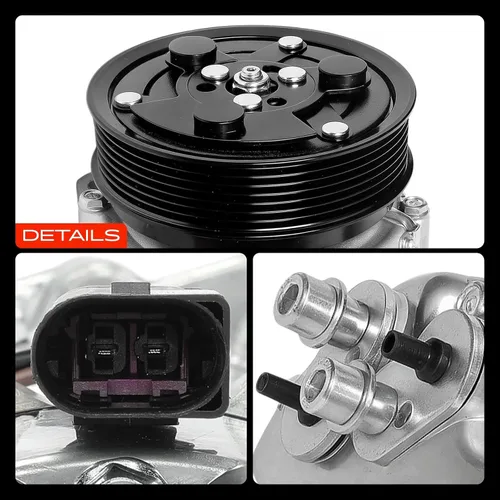 Vista 9 de A-Premium Compresor de aire acondicionado con embrague compatible con Volkswagen Jetta 1999-2003, Golf 2000-2003, con compresor SD7V16