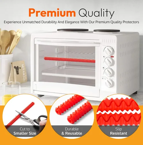 Vista 4 de Protección para estantes de horno de silicona - Protector de estante resistente al calor para estufa, protector lateral de calor para la parrilla