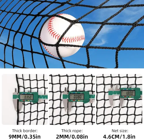 Vista 2 de amazgolf Various Size Baseball Batting Cage Net Only/Backstop Nets, Baseball Batting Cages/Barrier Net for Backyard, Heavy Duty Hitting Net for