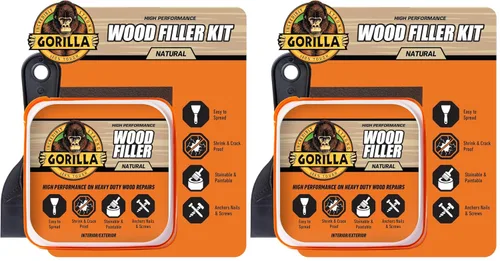 Vista 9 de Kit de reparación de madera de Gorilla, relleno multiusos con espátula y bloque de lijado.