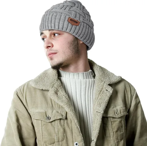 Vista 78 de Loritta Gorro de invierno cálido de punto grueso y holgado para hombre
