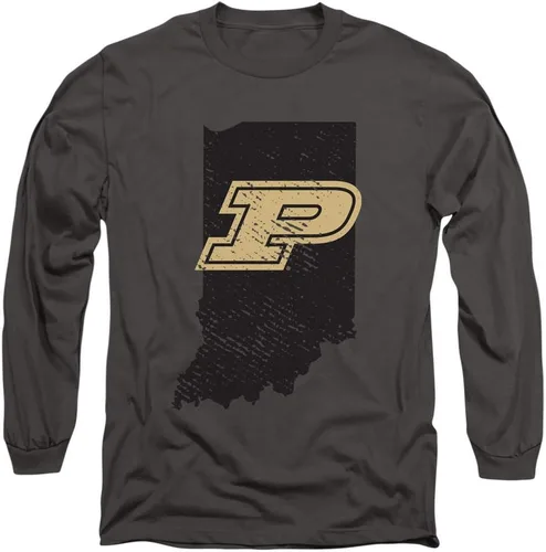Vista 3 de Purdue University Camiseta de manga larga unisex para adultos con aros de baloncesto
