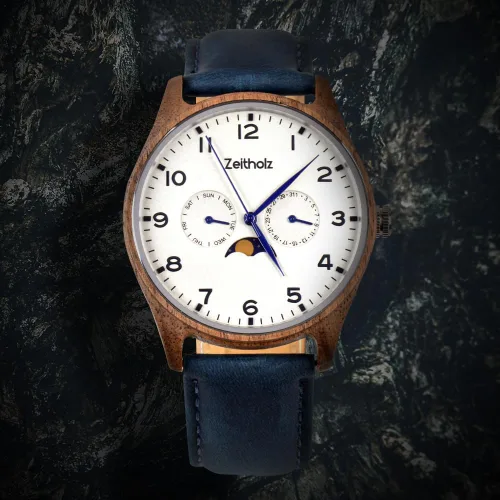 Vista 13 de Zeitholz Relojes de madera para hombre, reloj de madera, regalos, reloj analógico, nueva colección Klitten 1.654 in con movimiento de cuarzo japonés.