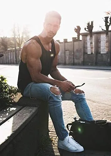 Vista 3 de COOFANDY Paquete de 3 camisetas sin mangas de algodón para hombre, sin mangas, estilo casual, clásicas