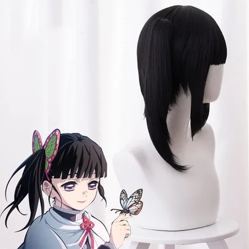 Vista 2 de Aadesso Demon Slayer Kimetsu No Yaiba Tsuyuri Kanao - Peluca de anime para cosplay, color marrón oscuro, para hombres y mujeres, resistente al