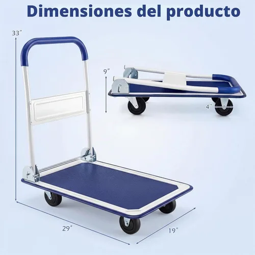 Vista 8 de Goplus Carro plegable de la plataforma 330LBS Rolling Flatbed Cart Hand Platform Truck Push Dolly para cargar