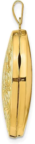 Vista 2 de Collar de cadena con dije ovalado de oro amarillo de 14 quilates con forma de pergamino para fotos y regalos para mujer