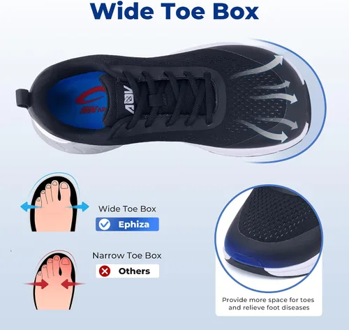 Vista 2 de Zapatos para caminar con puntera ancha para hombre, zapatos ortopédicos para fascitis plantar, alivio del dolor de rodilla y tobillo, comodidad