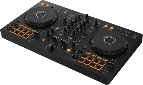 Vista 2 de Pioneer DJ DDJ-FLX4 - Controlador DJ de 2 decks, para Rekordbox y Serato + Soporte portátil Pyle para dos laptops
