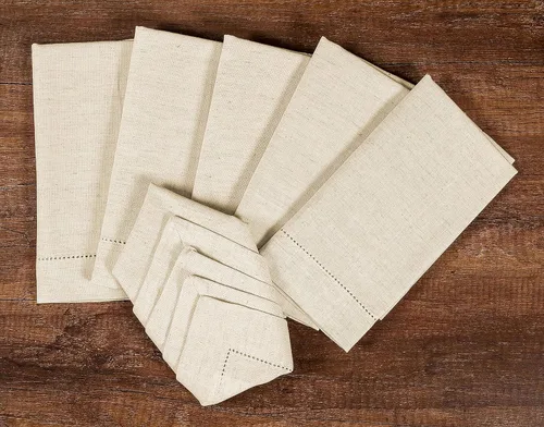 Vista 5 de Juego de 12 servilletas de lino, 18 x 18 pulgadas, con vainica, servilletas de tela de lino natural para cena, servilletas de tela lavables Natural