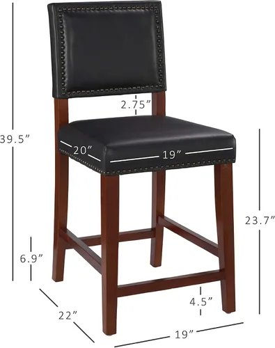 Vista 11 de Linon Brook Taburete de mostrador, 19 pulgadas de ancho x 22 pulgadas de profundidad x 39.5 pulgadas de alto, negro