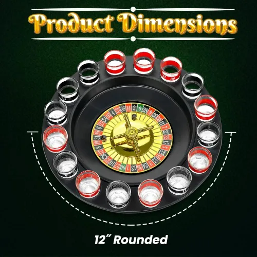 Vista 4 de Juego de Beber de Ruleta de Vidrio - Estilo Casino Con 2 Bolas y 16 Vasos