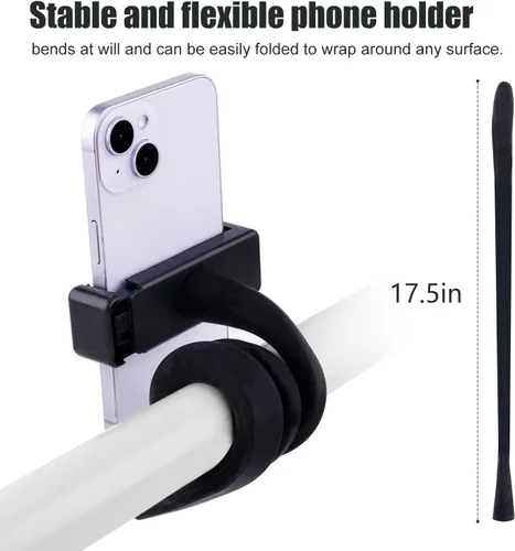Vista 2 de Soporte de teléfono para cochecito de bicicleta, soporte flexible para cochecito de bicicleta con agarre de brazo antideslizante, abrazadera