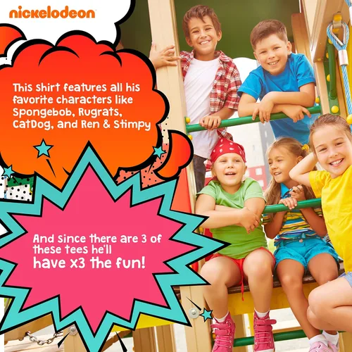Vista 7 de Nickelodeon Bob Esponja o Rugrats - Paquete de 3 camisetas gráficas para niño, lindas camisetas de manga corta para niños, paquete de 3