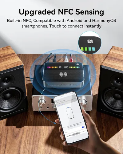 Vista 6 de Receptor transmisor Bluetooth 6.0 para altavoces con cable/sistema estéreo de transmisión de música para el hogar, compatible con funciones AUX