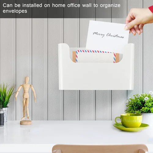 Vista 4 de Archivo de pared Soporte de pared de plástico blanco para oficina y aula Wall File Organizer, White Plastic Magazine Holder Rack, Wall Pocket for