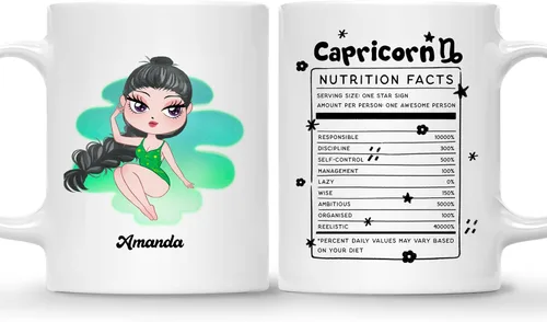 Vista 19 de Gossby Taza de café personalizada con signo de acuario, taza personalizada de horóscopo de 11 onzas para mujeres con diseño, nombre, información