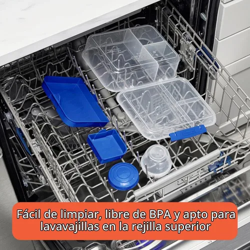 Vista 5 de Rubbermaid Pack & Go - Juego para microondas con dos recipientes de 1.35 L con inserto divisor y dos recipientes redondos de 12.2 fl oz, recipientes