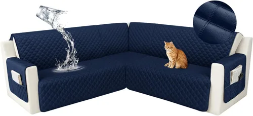 Vista 34 de HDCAXKJ Funda seccional de esquina impermeable para sofá de terciopelo en forma de L, fundas para sofá para mascotas, perros, suaves, resistentes