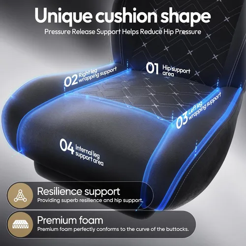 Vista 5 de Dowinx Silla de Juegos con Soporte Lumbar de Masaje con Calentamiento, Sillas de Tela Grandes y Altas para Adultos con Reposapiés, Silla de Juego