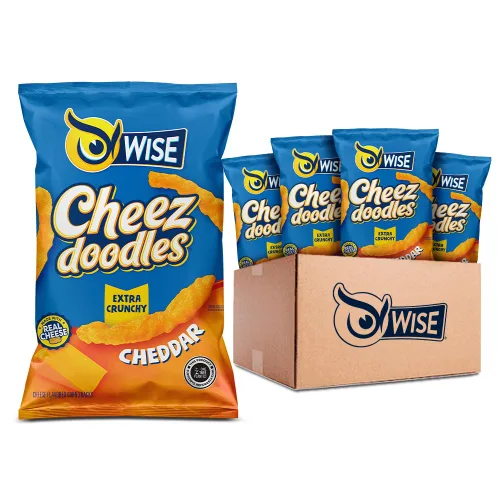 Vista 10 de Wise Snacks Cheez Doodles - Puffs horneados, queso cheddar real, 0.875 onzas (42 unidades), sin gluten